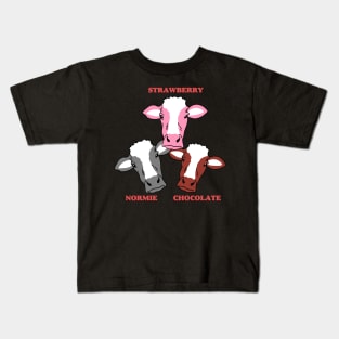 Strawberry Cow Chocolate Milk Cow and Normie Cow Kids T-Shirt